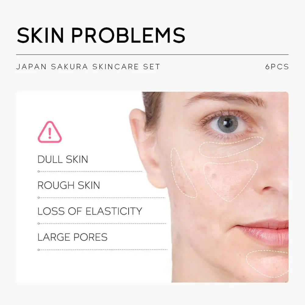 4pcs/6pcs Sakura Skin Care Set Japan Brand Nourishing Cleansing Essence Eye Cream Face Cream Toner Sunscreen High-end Gift Set
