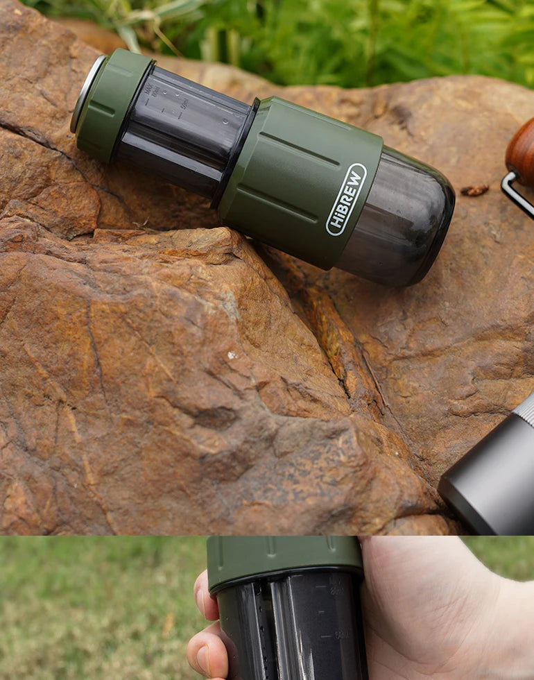 HiBREW 2 in 1 Portable Coffee Machine Hot/Cold Water Manual Espresso Maker For Capsule & Ground Hand Press Brewer H4D