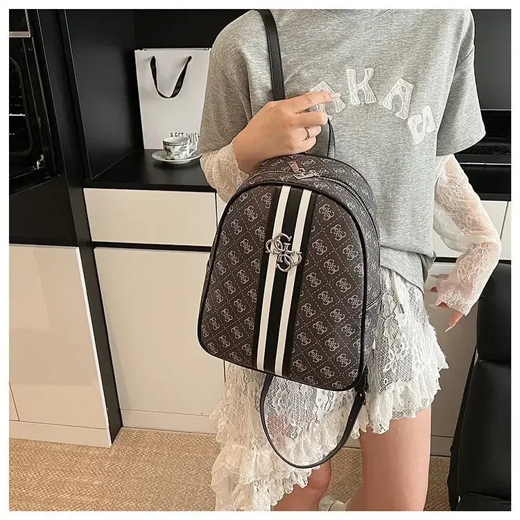 Luxury large capacity outdoor travel handbag, modern trendy women's backpack, classic design zipper shoulder bag
