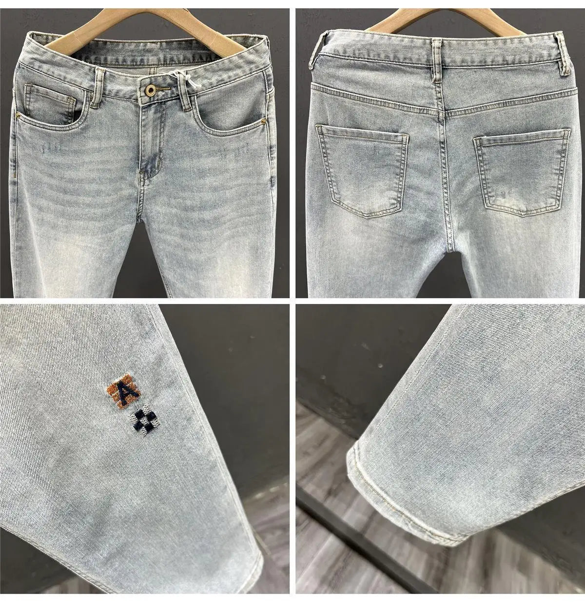 New Stylish Men's Denim Jeans Fashion Skinny Pants Summer 2023 Cowboy Casual Long Embroidery Washed Luxury Clothing for Men