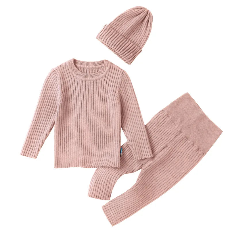 0-3T Newborn Kid Baby Boy Girl Winter Clothes set Sweater Pant suit Warm Thick Knit Top Stretch Knitwear Casual 2pcs Sweater Set