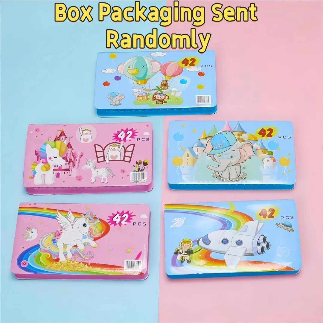 Children's Watercolor Painting Set, Including Illustration Books, Crayons, Pencil Sharpener, Eraser, Marker Pen Set and Drawing Book (Random Box Designs, All Accessories Are Shipped in Random Combinations)