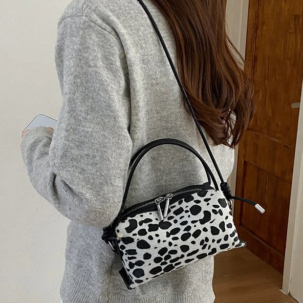 Women'S Handbag 2026 Small Square Bag Leopard Print Design Minimalist Shoulder Bags Commuter Frosted Mini Crossbody Bags