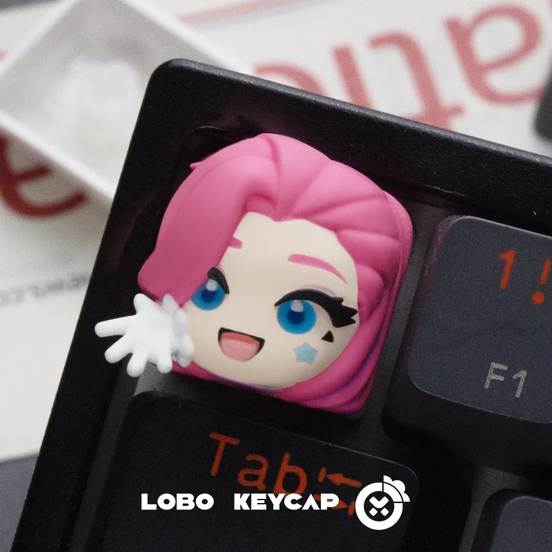 LoL Anime Keycaps Resin Kawaii Customized Personalized Cute Seraphine Jinx Keycap