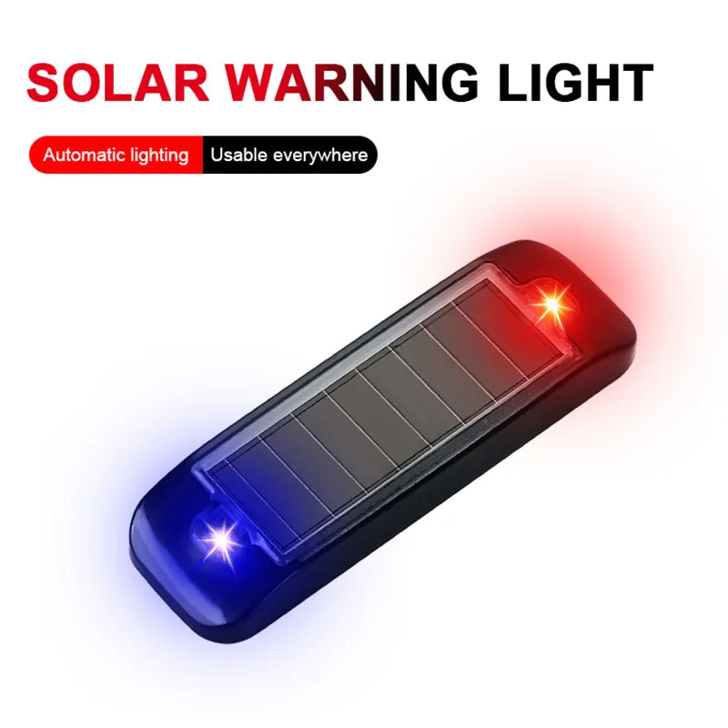 1PC Solar Powered Warning Light Anti-Theft Alarm LED Light Flashing Indicator Strobe Red Blue LED Lamp for Car Motorcycles Bike