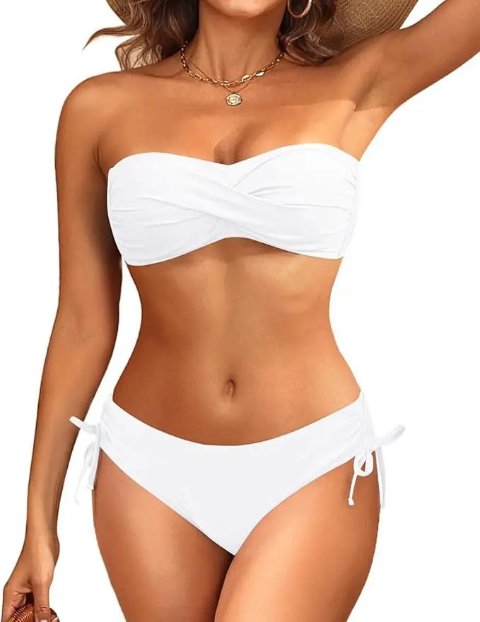 UltraAdjustable Bikini Sculpting High Waist Bikini Removable Padded Supportive Bikini Beach Vacation Tropical Swimwear