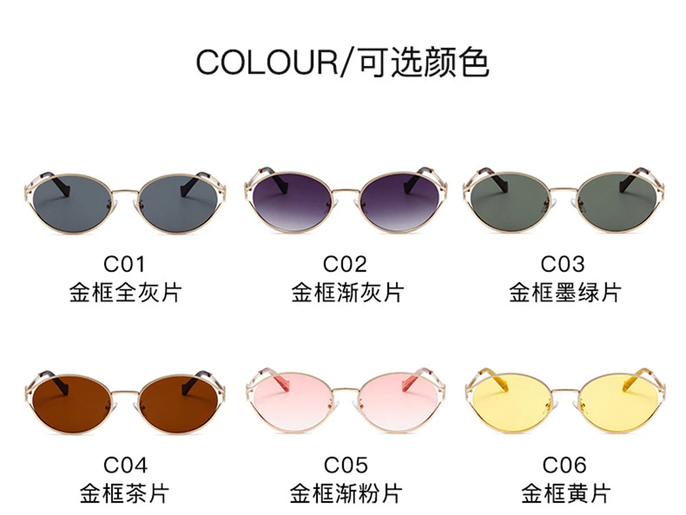 Fashion Oval Sunglasses Women Men Luxury Designer Metal Frames Sun Glasses Female Gradient Shades Eyewear UV400 De Sol Oculos