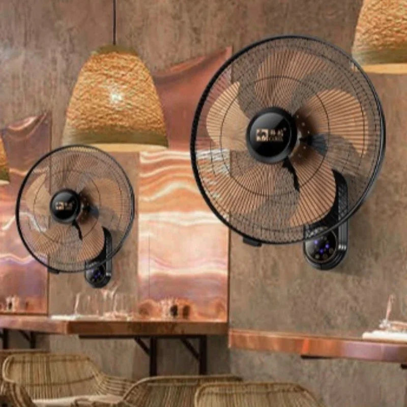 Wall Mount Oscillating Fan Metal Aluminum Blades Powerful Quiet Wide Angle Long Distance Smart Timer for Home Restaurant Kitchen