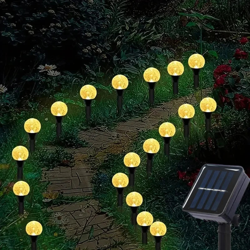 LED Solar Garden Light  Bubble Path Lighting Crystal Ground Stakes Outdoor Lawn Lights- 8 Modes for Christmas Party Decoration