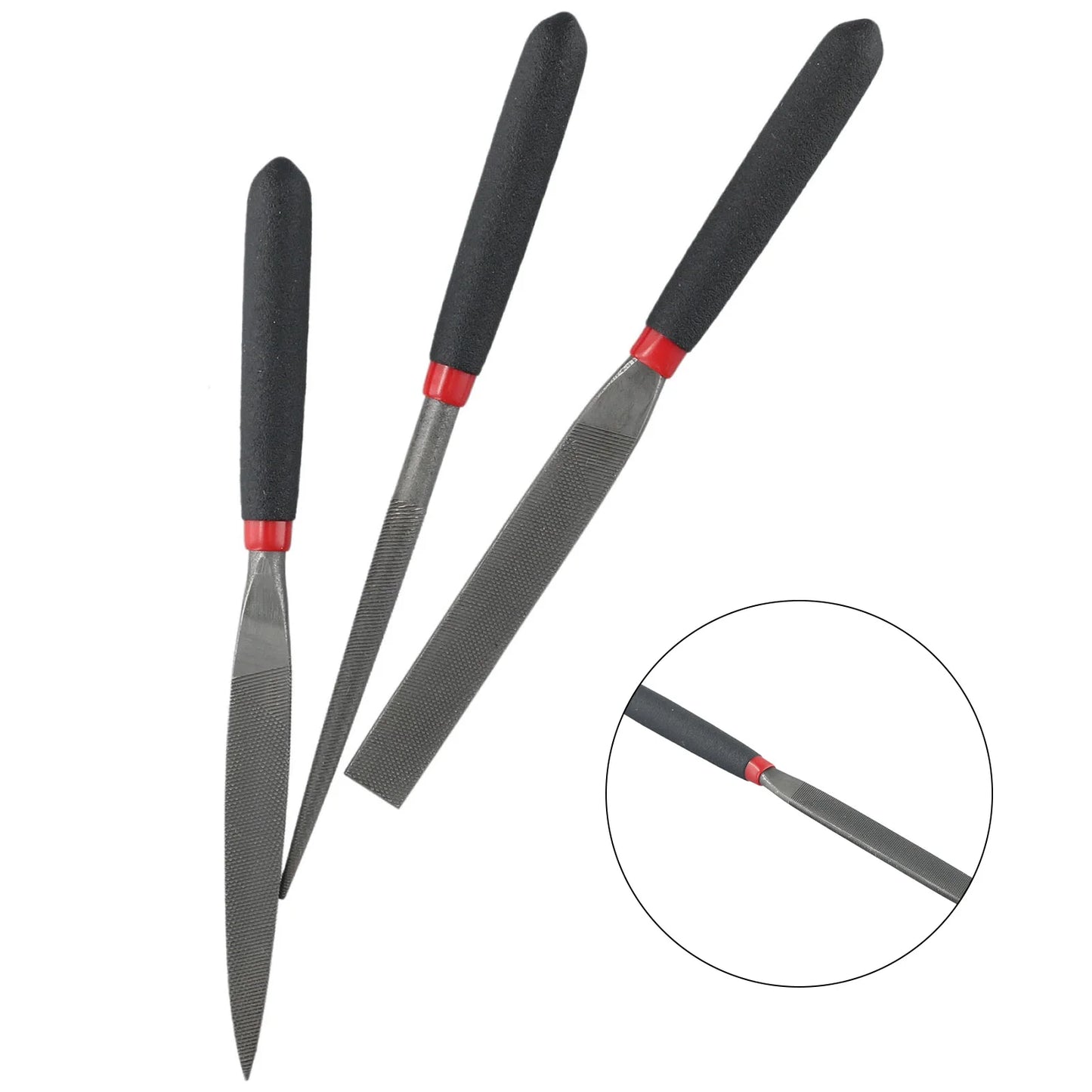 Hand Operated Tools Files Model Files Reliable 3Pcs/Set Half Round File Mini Files Round File Steel Flat File Home
