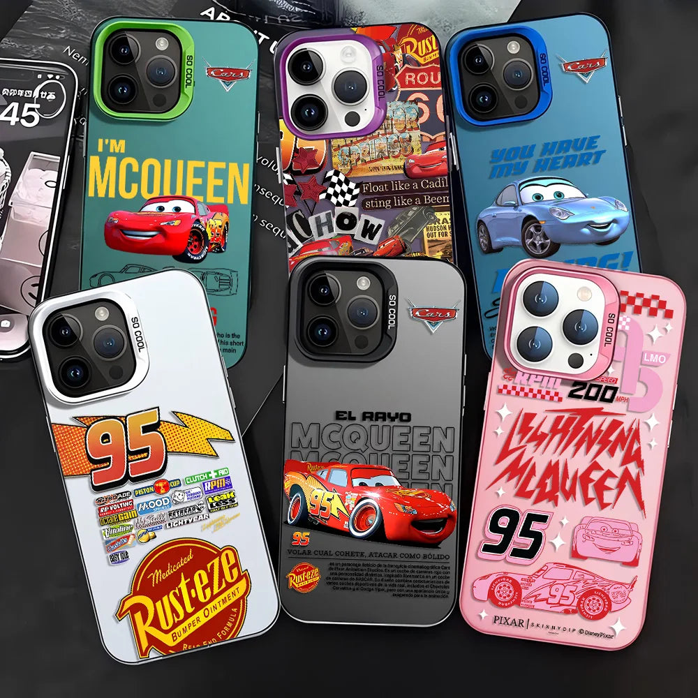 HOT Cars L-Lightning M-McQueen Phone Case For iPhone 17 16 15 14 13 12 11 mini Pro Max X XR Air Plus Anti Fall Matte Back Cover