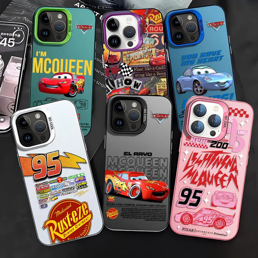 HOT Cars L-Lightning M-McQueen Phone Case For iPhone 17 16 15 14 13 12 11 mini Pro Max X XR Air Plus Anti Fall Matte Back Cover