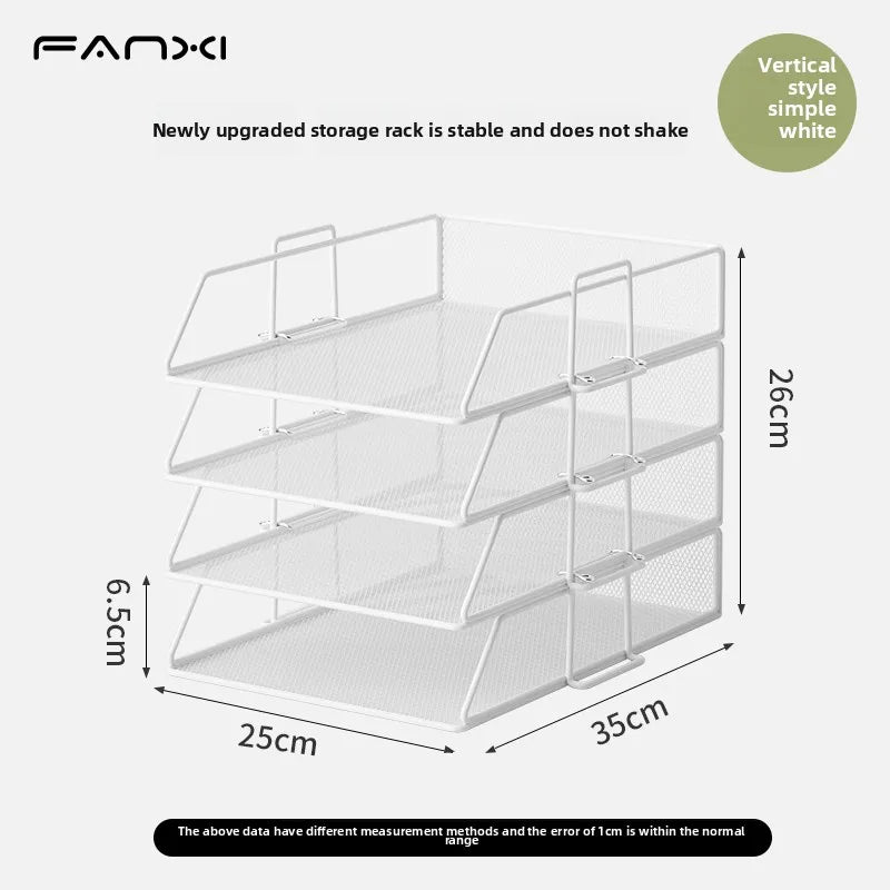 Stackable Paper Tray Desk Organizer, 4-Tier Metal Mesh Letter Organizers for School Multi-Functional Desktop Storage