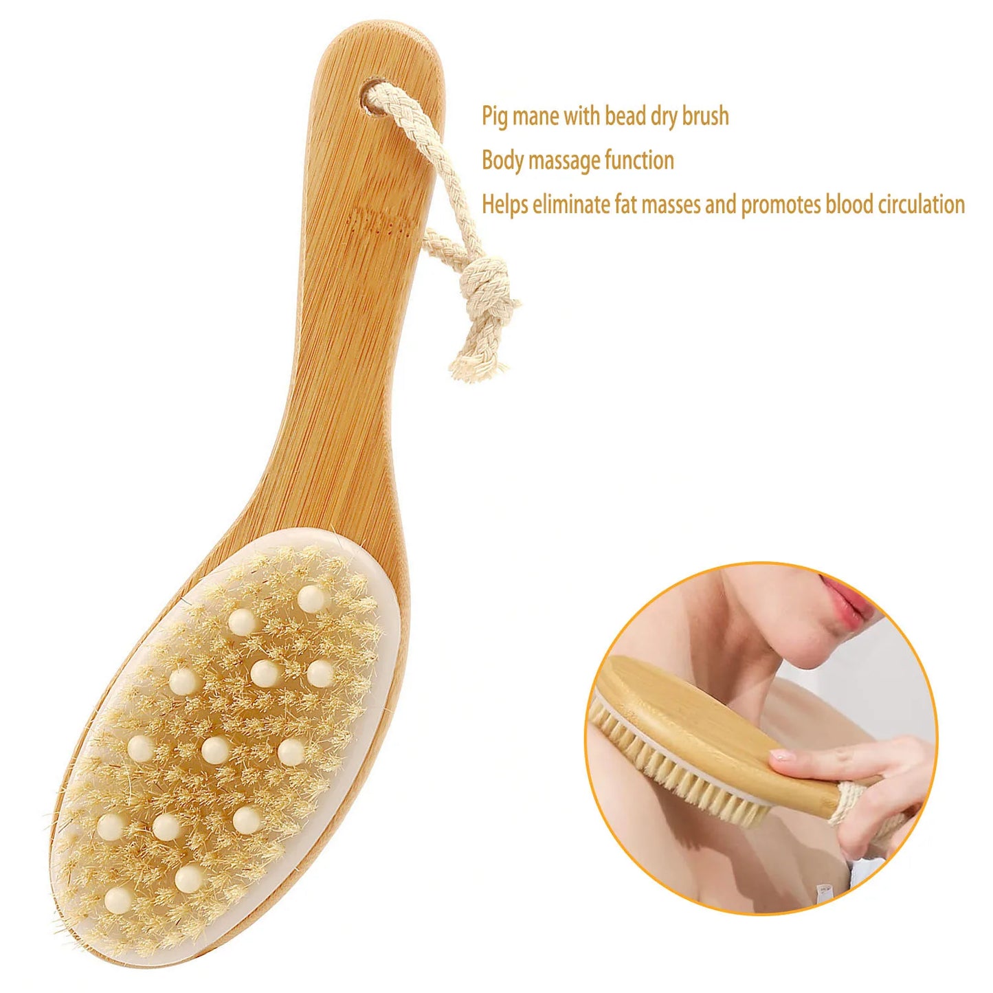 Body brush set exfoliating body dry brush facial massage brush removing dead skin volcanic stones