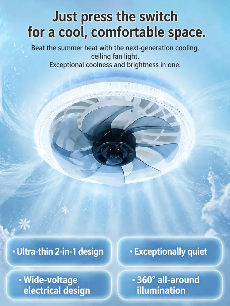 Led Fan Light Smart Remote Control Ceiling Fan With Light E27 For Living Room Converter Base Dimmable 4 Adjustable Wind Speed