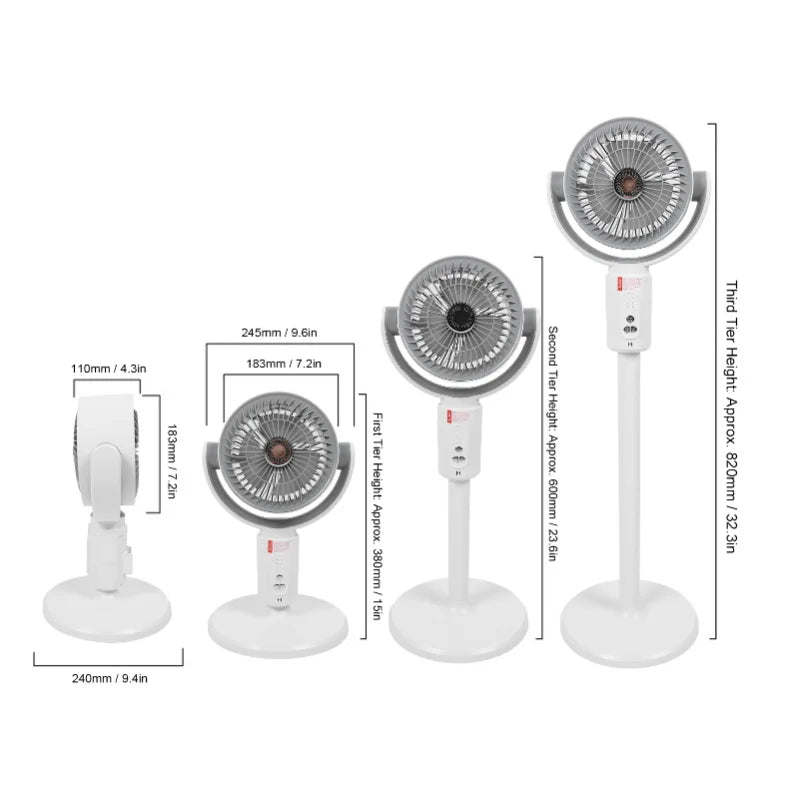 Quiet Standing Fan with Remote Control 5 Wind Speeds 8h Timer Adjustable Height Floor Desk Oscillating Air Circulating Fan