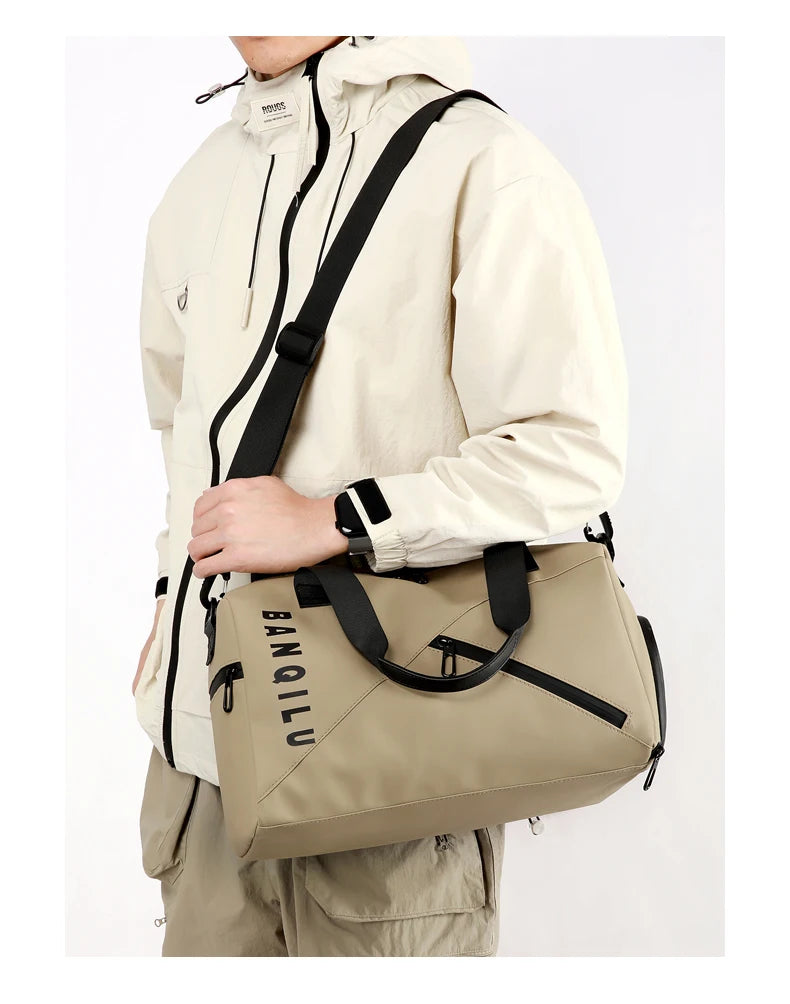 Unisex Large Capacity Handbag Crossbody Shoulder Bag Water-resistant, Gym Bag, Travel Bag for Men, Also Fits on Luggage Trolley