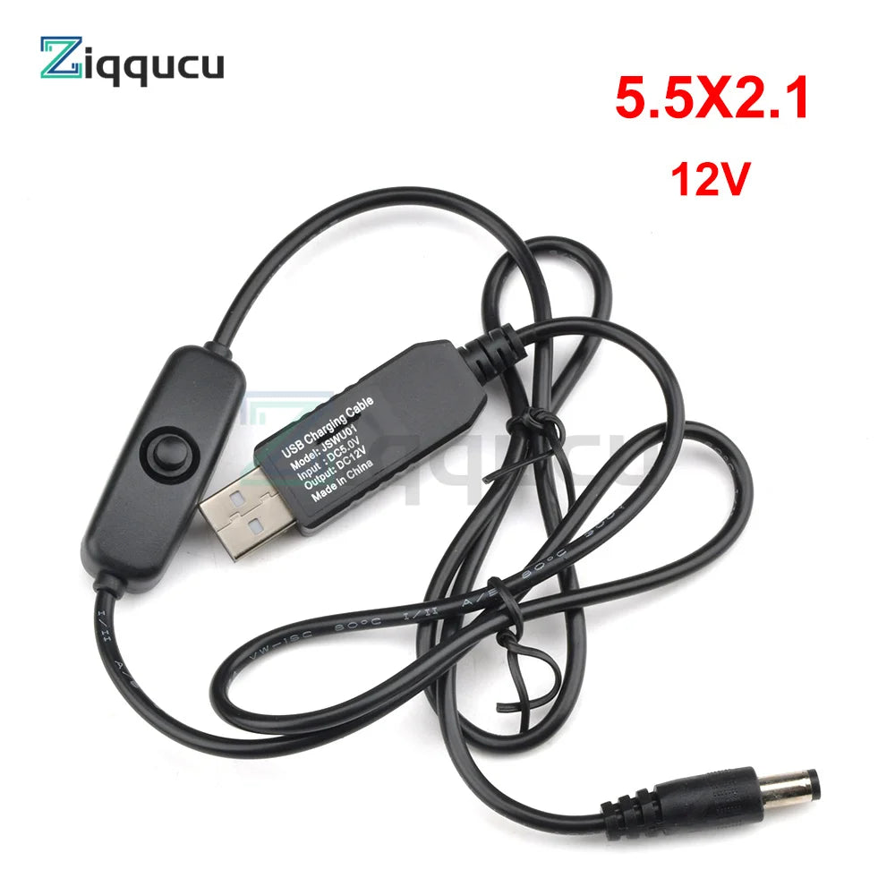 USB Power Boost Line DC 5V to DC 5V 9V 12V Step UP Module USB Converter Adapter Cable with Switch Plug Length 1m