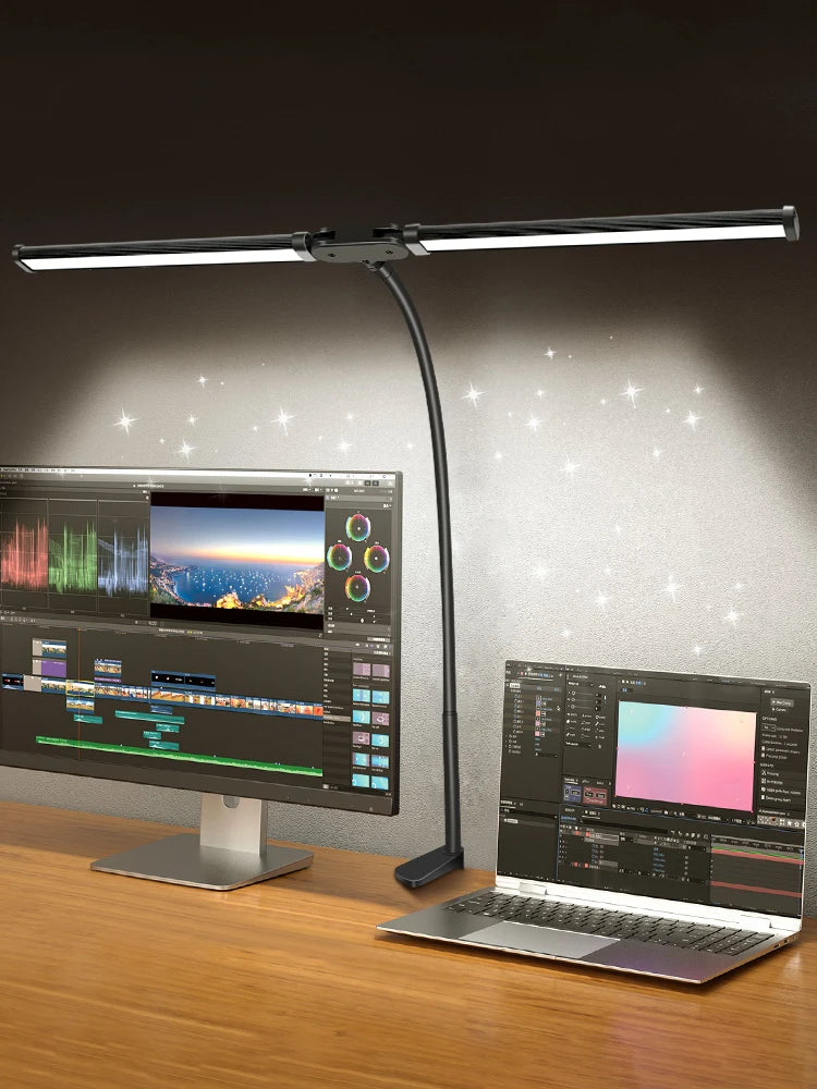 Double Head LED Clip Desk Lamp Architect Table Lamp for Home Office Lighting 3 Color Mode and 10 Dimmable Eye Protect Desk lamps