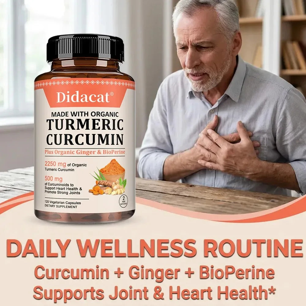 Turmeric Curcumin Capsules - with Black Pepper, Supports Joints, Digestion, Immune Health, Improves Mobility