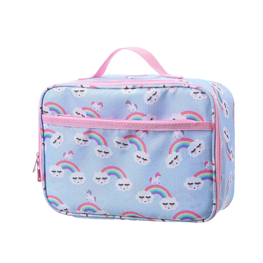 Kawaii Portable High-Capacity Insulation Bag Children Cartoon Rainbow Unicorn Lunch Bag Picnic Food Bag Student School Bento Bag