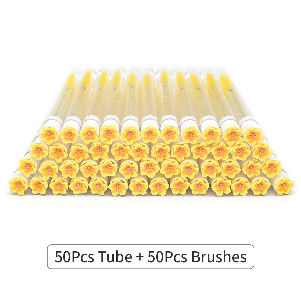 10/50Pcs Eyelash Brush Tubes With Crystal Lash Mascara Wands Eyebrow Comb Spoolies Container Lash Brush Applicators Makeup Tools