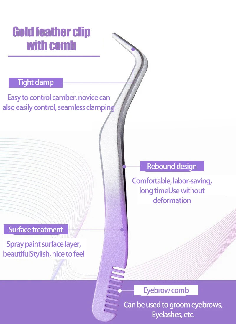 Color Eyelash Comb Tweezers Carbon Steel Professional Pincet Lashes Extension Tweezers False Eyelashes Applicator Makeup Tools