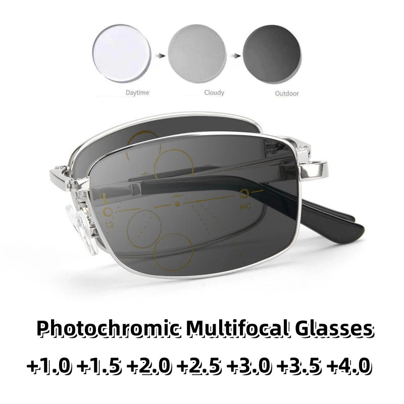 Intelligent Anti Blue Light Hyperopia Eyewear Photochromic Folding Presbyopic Glasses Progressive MultiFocus Reading Eyeglasses