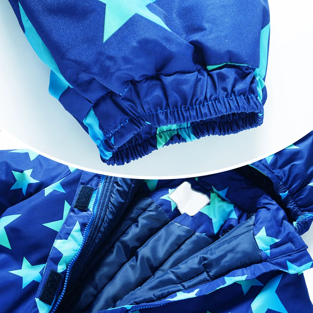 Children's Warm Snowboarding Wear,Winter Boys Girls Jumpsuit,Kids Ski Suits,One-piece Hooded Waterproof Windproof Outdoor -20℃