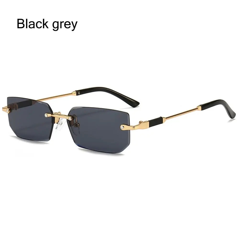 Trendy Rimless Rectangle Sunglasses Personalized Jelly Colored Frameless Sun Glasses Retro Shades Fashion Travel UV400 Eyewear