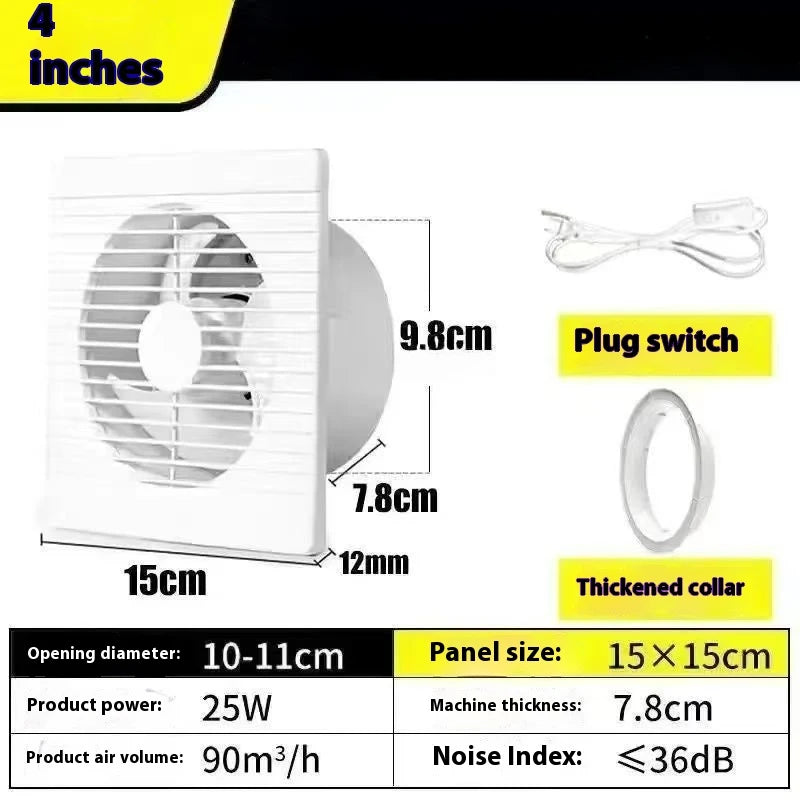 220V 4 inch 6 inch 8inch Hanging Wall White Ventilador Small Ventilator Extractor Exhaust Fans Toilet Bathroom Kitchen Fan