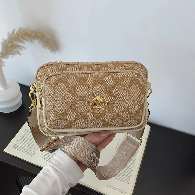 2026 New Retro Luxury Women Shoulder Bag Crossbody Bag Original Circular Pattern Logo Durable Fabric Adjustable Strap Daily Work
