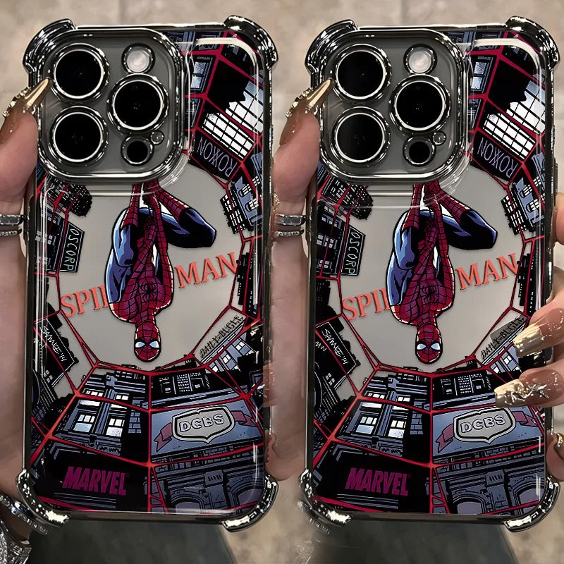 Cool S-Spider-Mans Red Net Plating Phone Case For iPhone 17 17e 16e 16 15 14 13 12 11 Pro Max X XR XSMax Mini Air Plus Anti-Fall