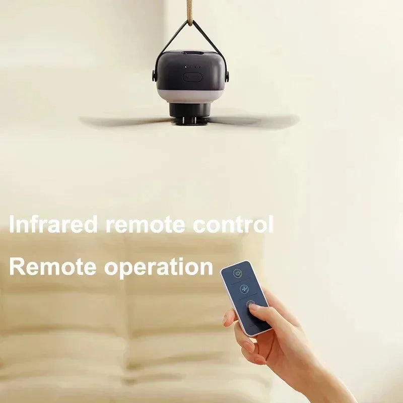 Portable Ceiling Fans 7200mAh Outdoor Camping Fan Tent Canopy Ceiling Fan Rechargeable Electric Fan Remote Control LED Lighting