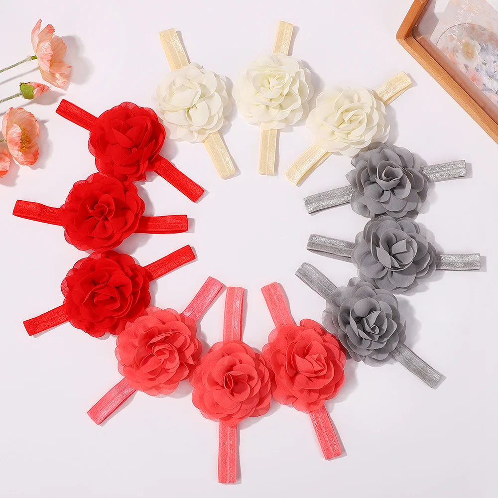 10Pcs Random Color Baby Sweet Flowers Headbands for Girls Newborn Knot Soft Elastic Hair Band Infant Headwear Hair Accessories
