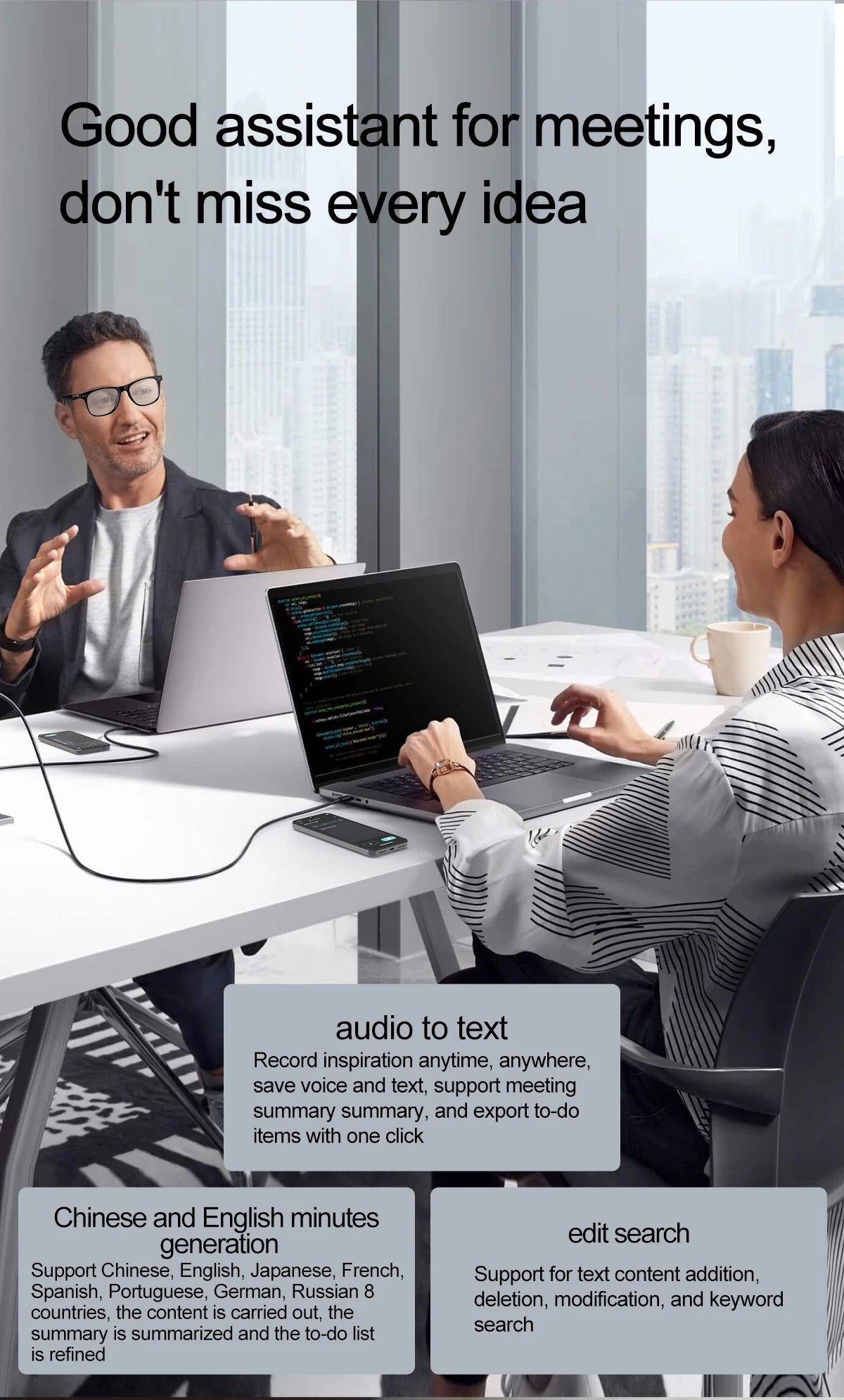 Upgrade Smart Glasses 134 Online Languages AI Automatic Translation Conversation with Speaker UV Protected Bluetooth Sunglasses