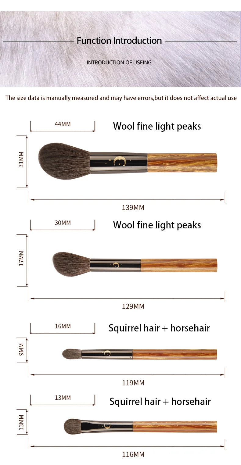 Star Moon Series 8 Makeup Brush Set Grey Mouse Hair Horse Hair Animal Hair Resin Star Moon Fashion Design Facial Makeup Brush
