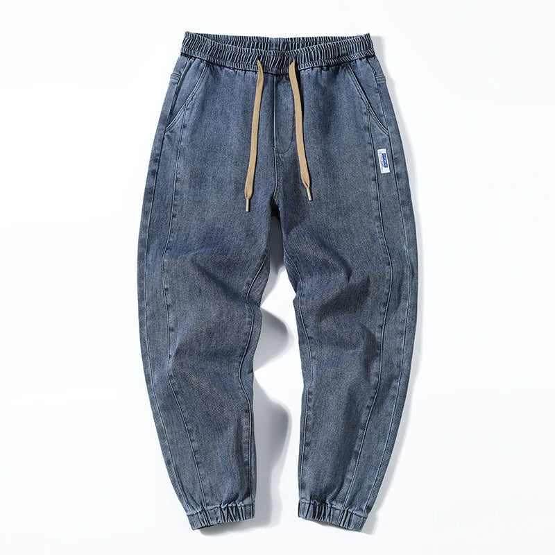 Jeans For Men Loose Fit Joggers Pants Oversize Baggy Pants Harem Wide Leg Elastic Waist Drawstring Male Denim Trousers Tapered
