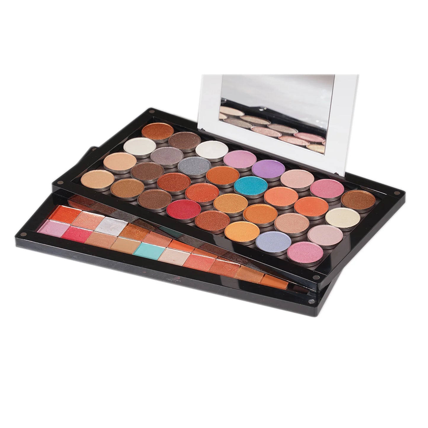 empty magnetic makeup palette acrylic storage box for eyeshadow depotting tool case ,stackable layers with mirror large size