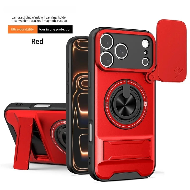 Armor Funda For iPhone 17 Pro Max Case Magnetic Ring Stand Lens Protect Coque For iPhone17 Pro 17Pro Max Wireless Charging Cover