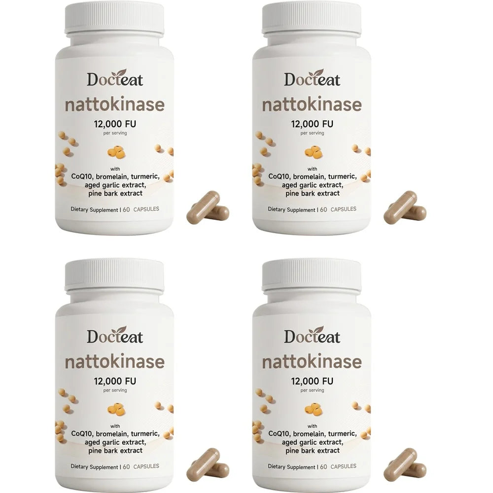 Docteat Nattokinase 12000 FU with CoQ10 Bromelain Turmeric Supports Healthy Blood Flow and Antioxidant Defense 60 Capsules