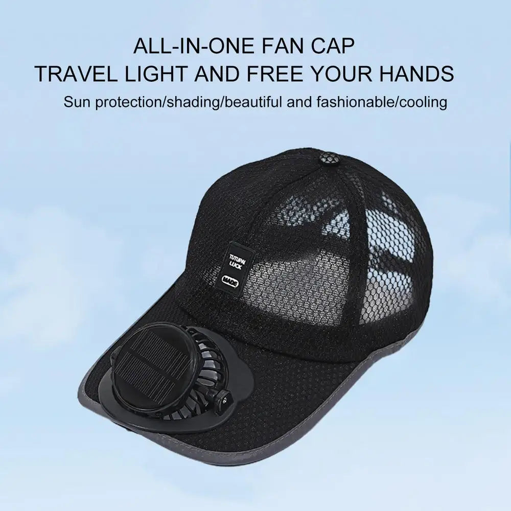 Hat With Solar Powered Fan Baseball Hat Sun Hat Breathable Beach Hat With Cooling Fan UV Protection Solar Powered Fan Hat