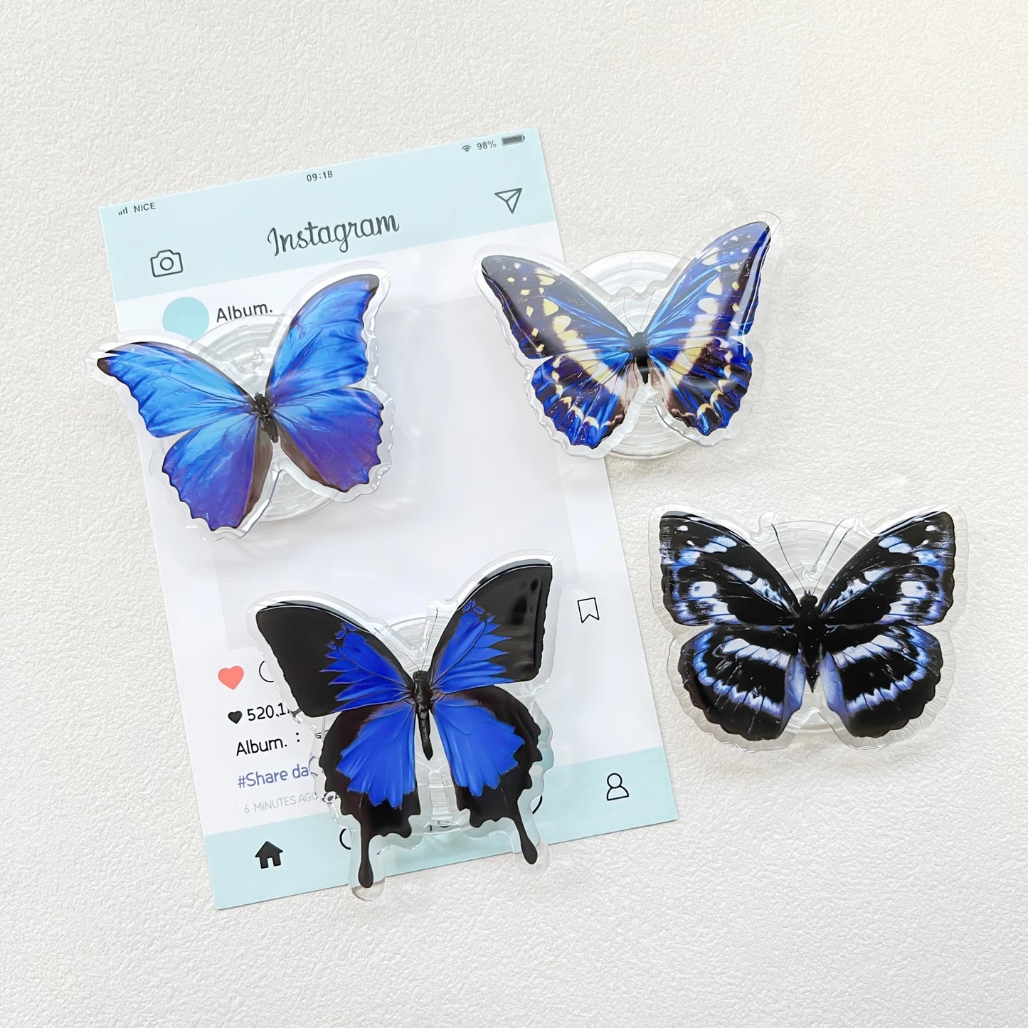 Cute Butterfly Phone Grip Griptok Holder Ring For iPhone 16 15 Universal Lovely Bowknot Phone Stand Bracket Poppings Socket