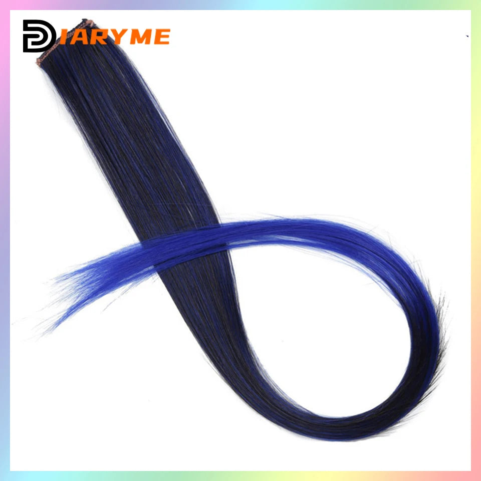 Colorful Hair Extensions Curly One Clip in Synthetic Long Hairpiece For Girls Women Kid Multi-colors Party Highlights Wig Piece