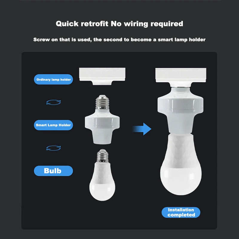 QIACHIP ZigBee Wifi Smart Lamp Holder E27 LED Light Bulbs Adapter Light Socket Via eWelink App Voice Control Alexa Google Home
