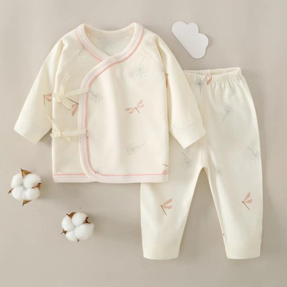 Hospital Newborn Set 100% Cotton Long Sleeve Tops Pants Two Pieces Spring Autumn Unisex Baby Outfits For Boys Girls 0 6 Months