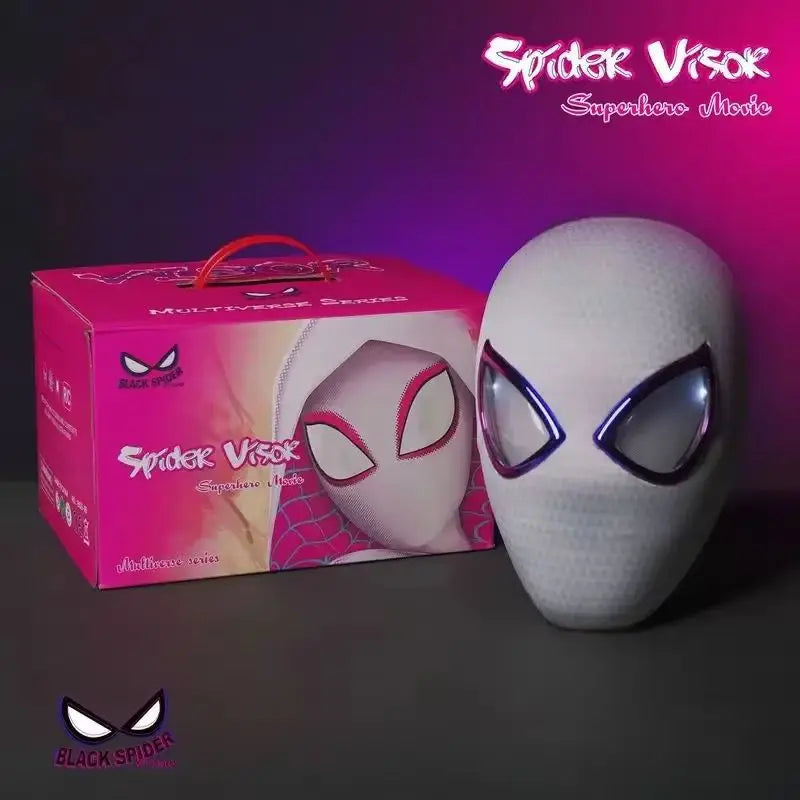 1:1 Miles Morales Mask with Movable Eyes Mascara Electric Gwen Spider-Man Helmet Ring Control Halloween Cosplay Mask Toy Gift