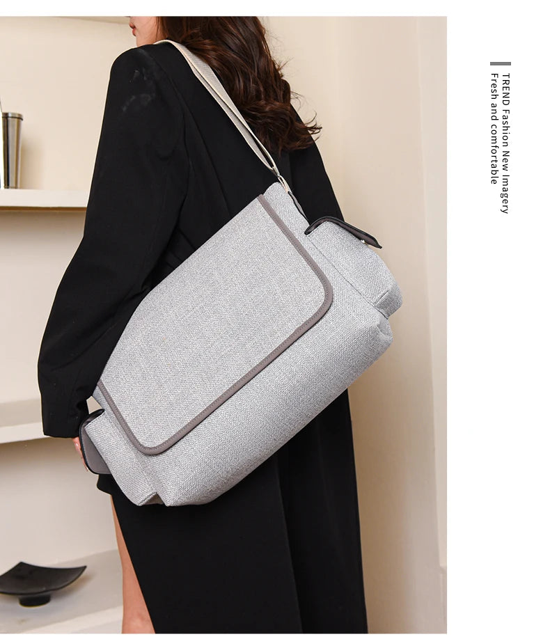 New Women's Large Capacity Canvas Shoulder Bag Casual Tote Handbag Trendy Messenger Bag for Everyday Use