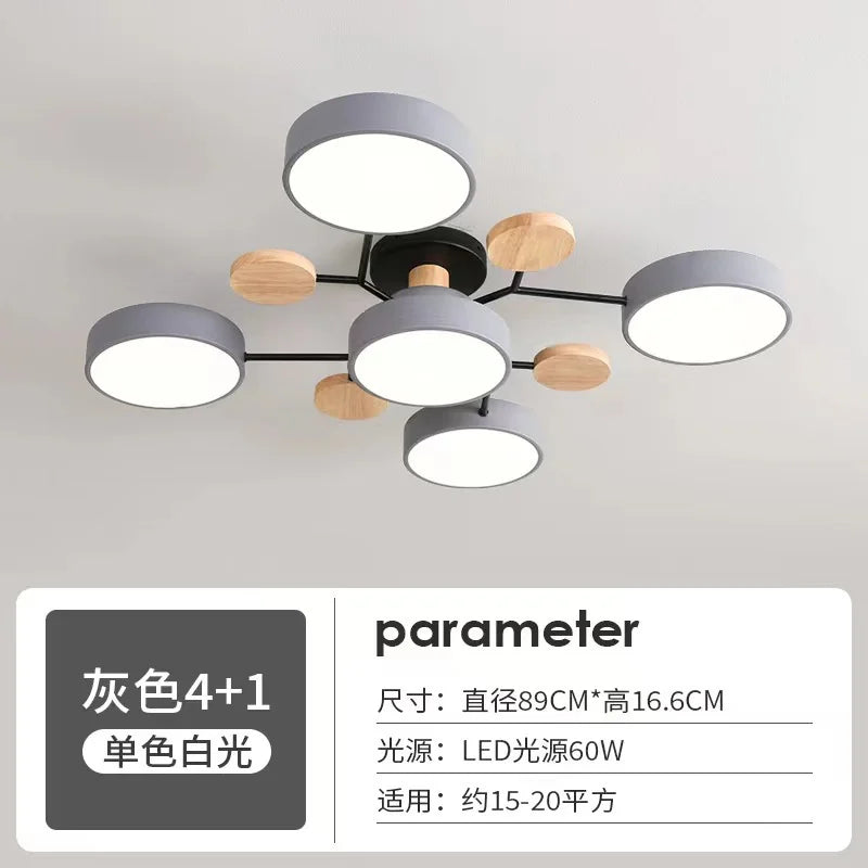 Retro Nordic Minimalist Four Head Six Head Restaurant Lighting Living Room Bedroom Lighting Room Ceiling Light Cross border