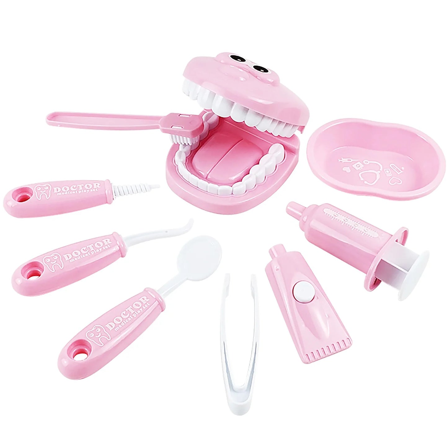 9PCS Plastic Dental Simulation Game Set, Children's Medical Set Hygiene Habit Cultivation Teaching Aid Intellectual Brushing Toy